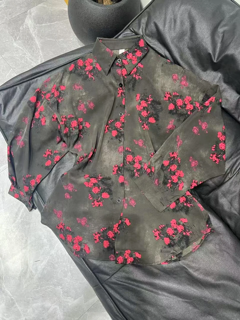 【晨浠定制】新款高级感时尚百搭印花衬衫8021