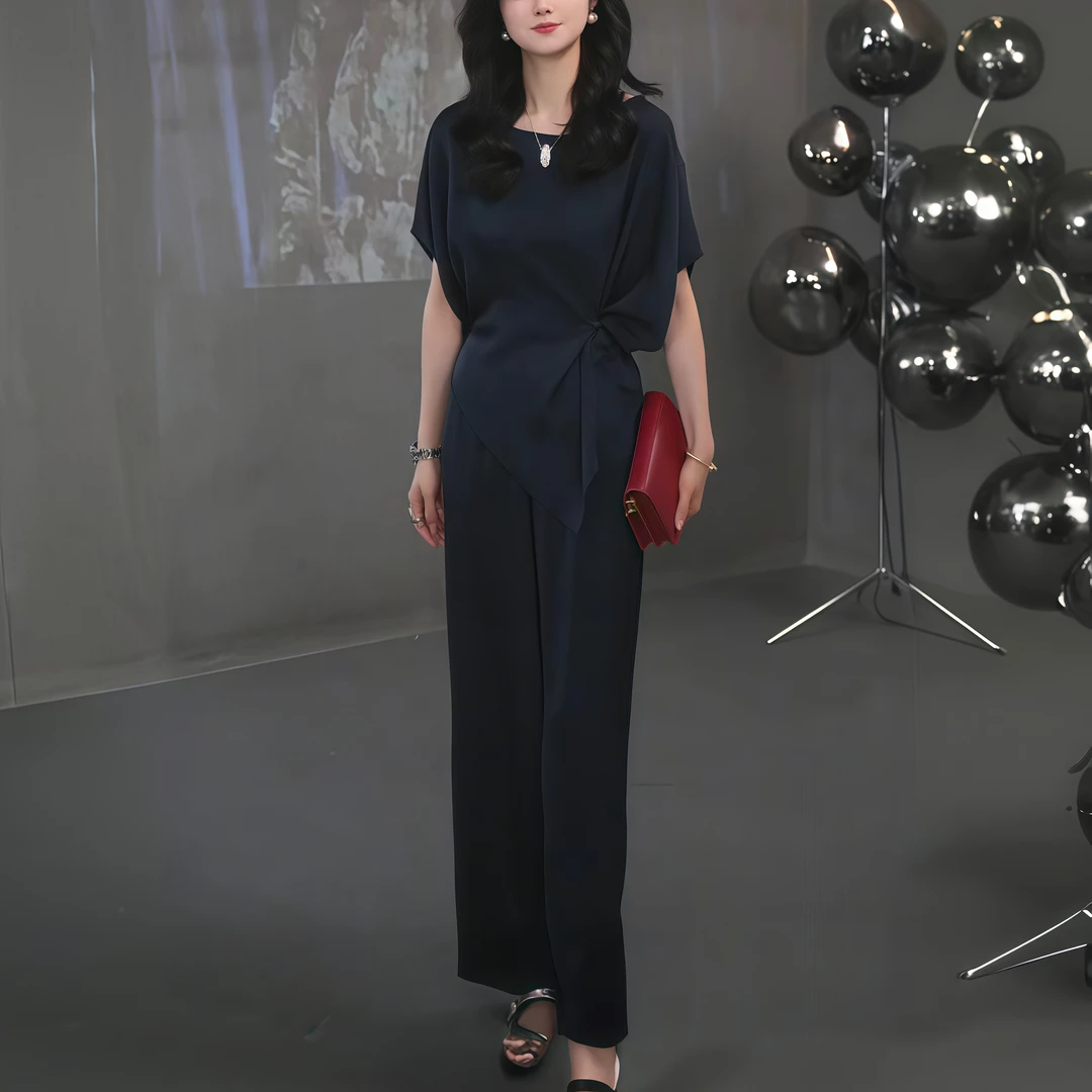 设计感休闲显瘦简约夏季通勤轻职风慵懒风时尚套装气质优雅两件套