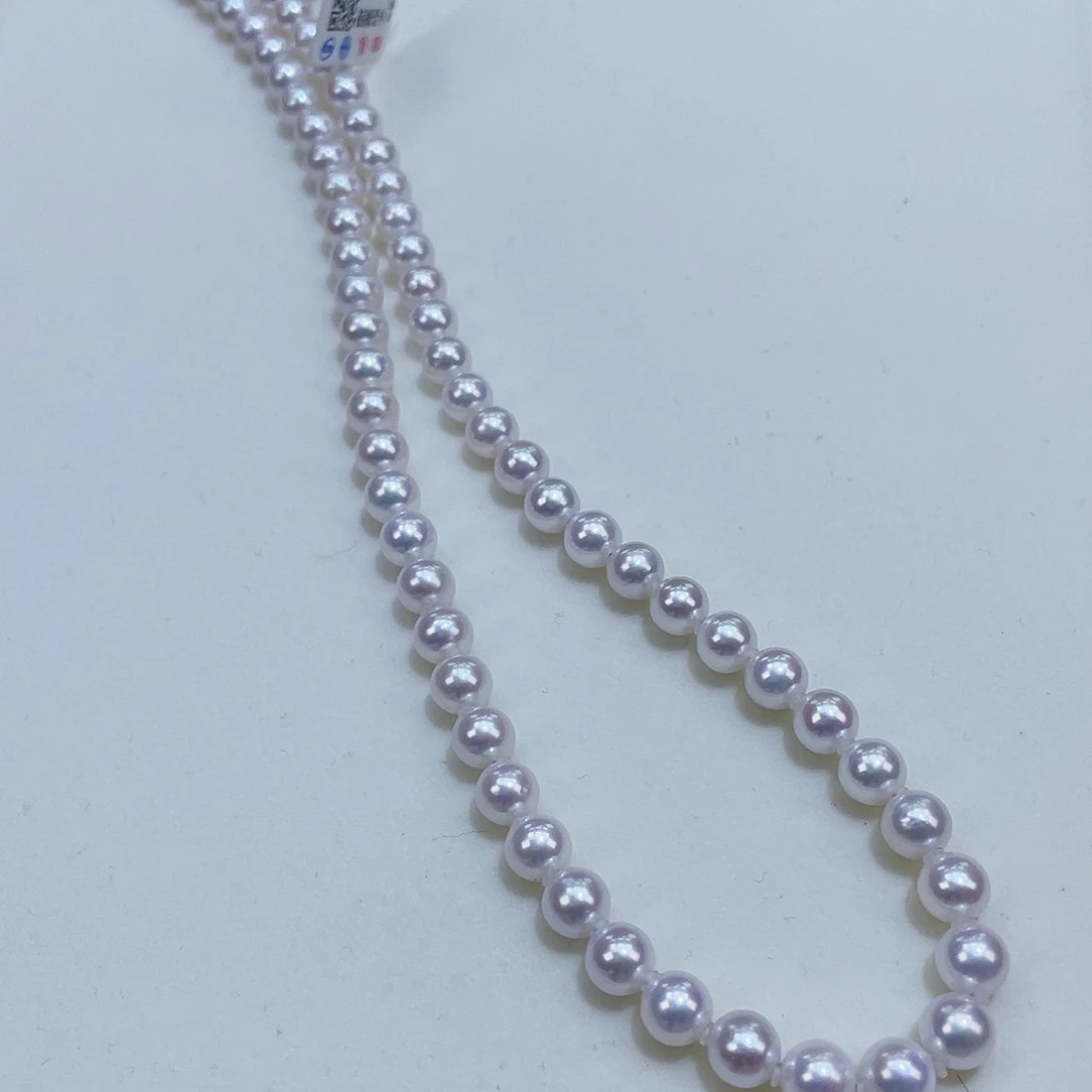 淡水珍珠颈饰银S925镶嵌6/7爆亮白透粉正圆干净