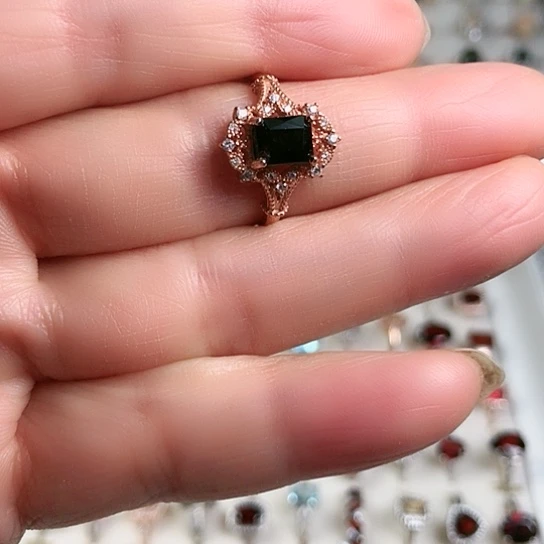 戒指碧玺银S925镶嵌