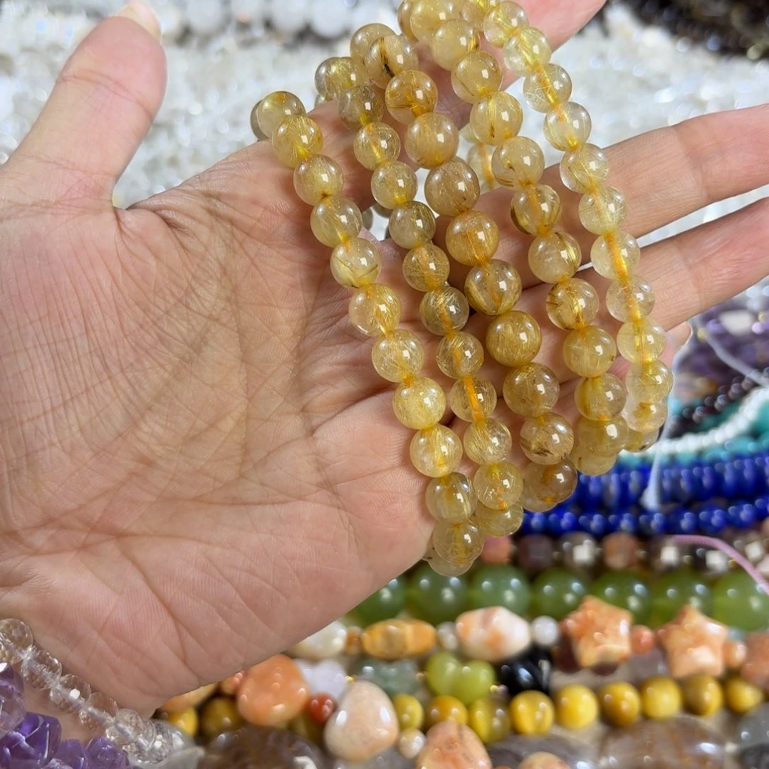 玛瑙/玉髓未镶嵌珠宝半成品天然金发卡8左右随机发