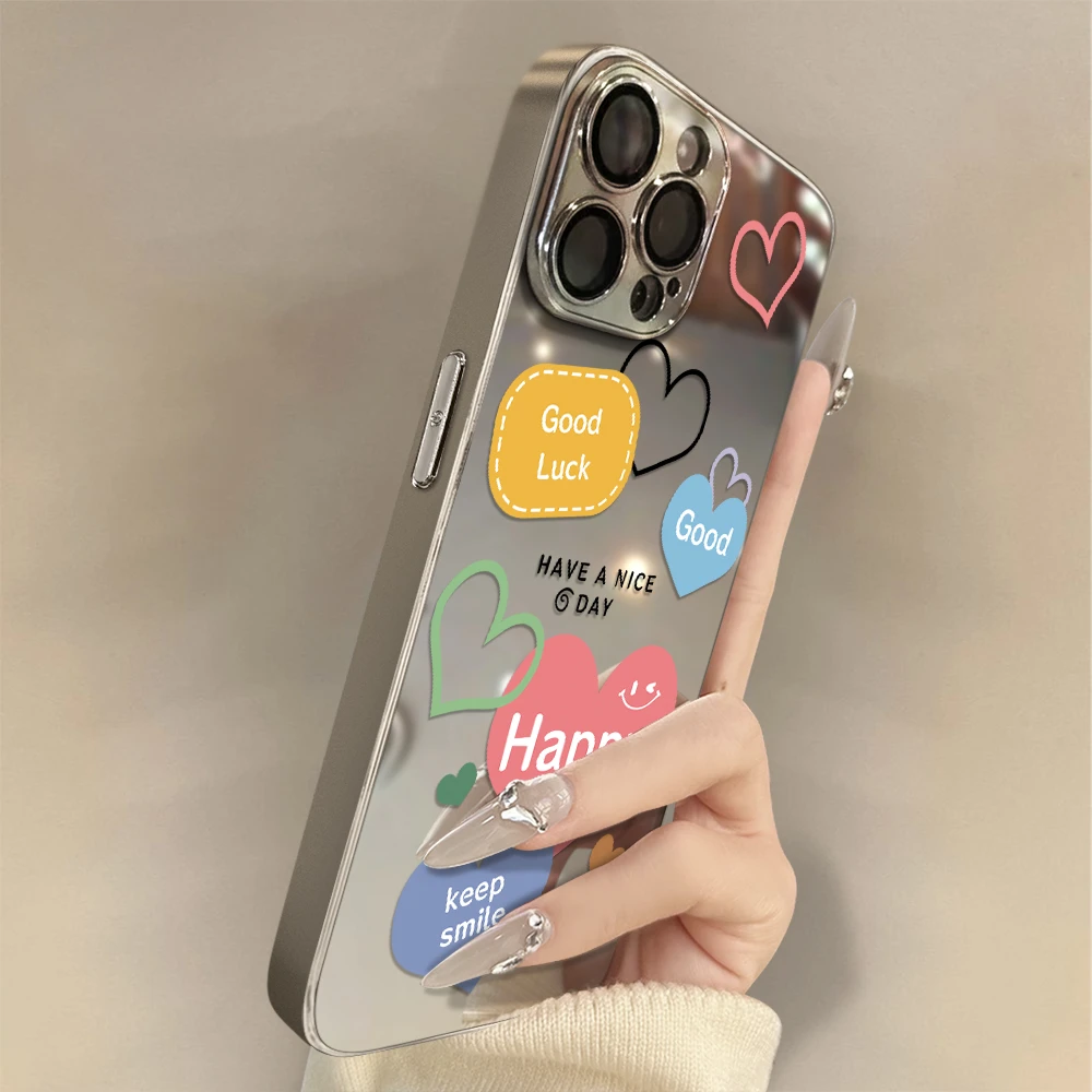 爱心笑脸适用苹果手机壳实用数码配件女款小众全包防摔高级感个性
