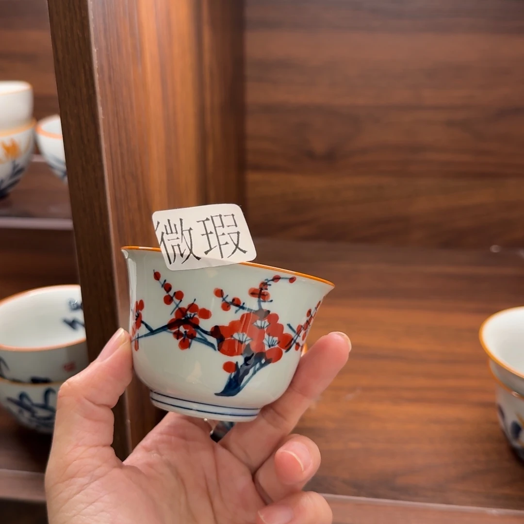 釉下手绘茶具微瑕