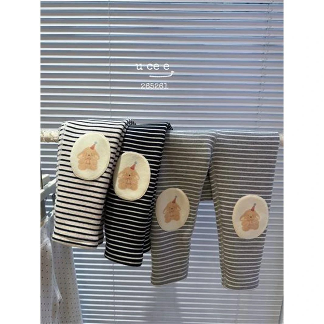 釉兮·25冬~贴布小熊条纹打底裤265261（汉服童装）