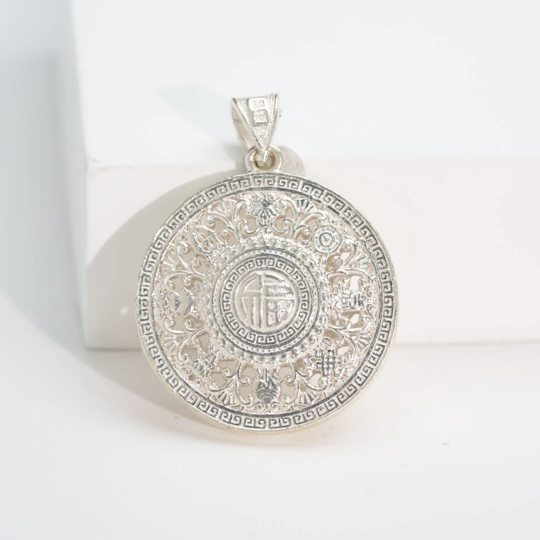 足银银制品 【小北珠宝】足银圆牌吊坠【尺寸约23*23mm】4-DH90X441