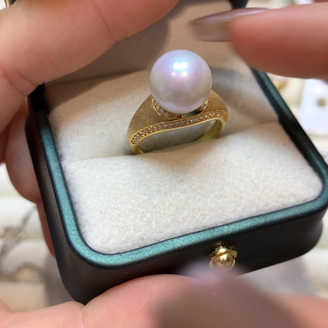 戒指银S925镶嵌淡水珍珠