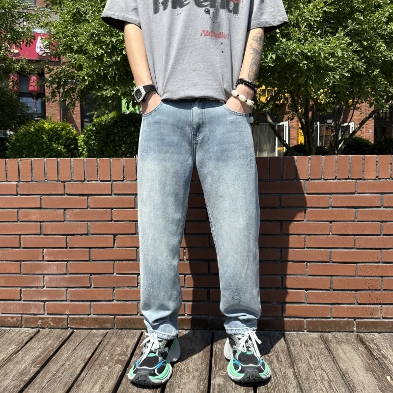 秋季复古男士休闲裤2025纯色直筒裤青年时尚哈伦裤百搭牛仔长裤子