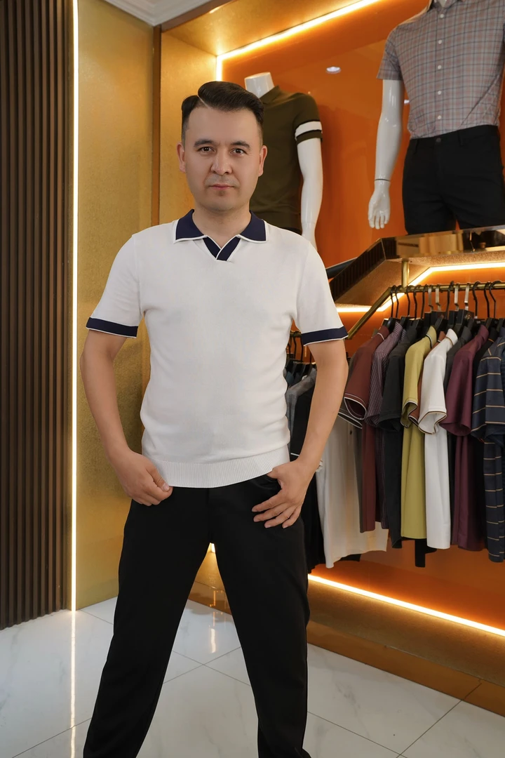 4414男士针织时尚休闲夏季半袖商务翻领