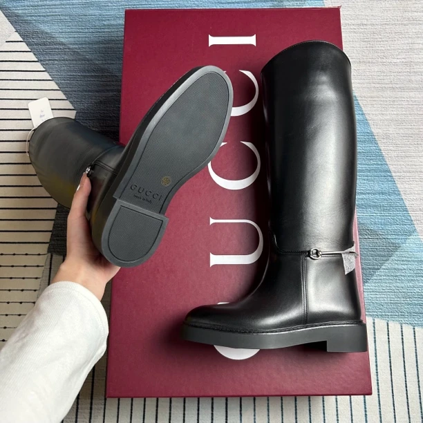 未使用 GUCCI/古驰 古驰黑色长筒靴三四码