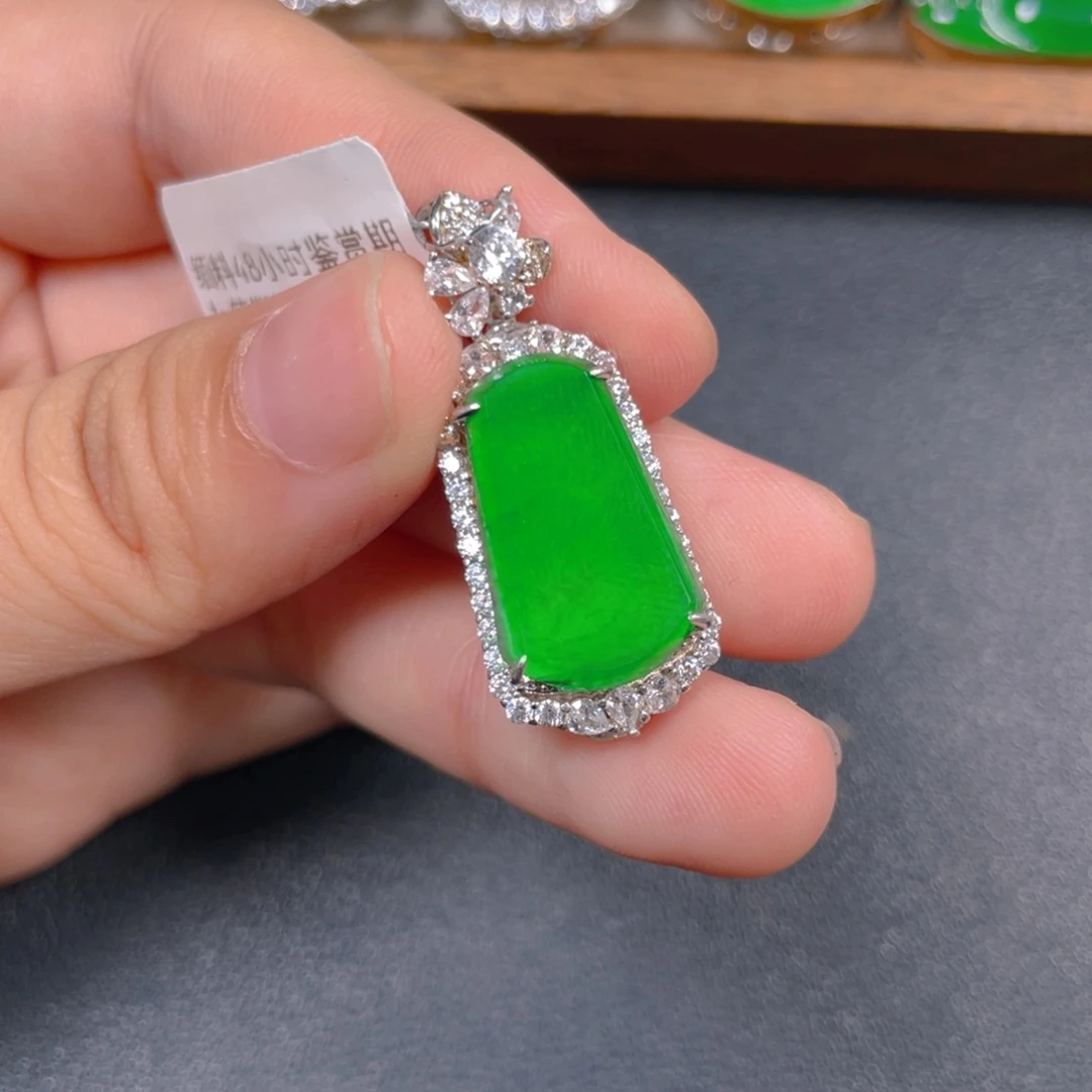 翡翠银S925镶嵌挂件jhhj
