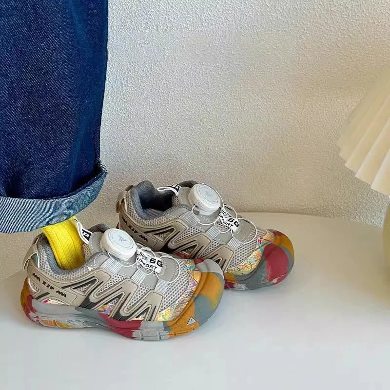 ABC儿童运动鞋春季新款男童旋转扣网面鞋透气网面女童登山跑步鞋