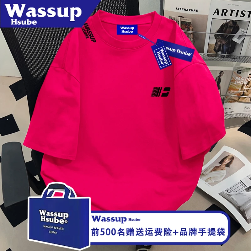 WASSUP HSUBE国潮夏季简约字母印花上衣火龙果T恤ins纯棉男女短袖
