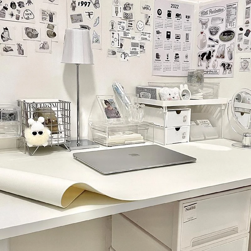 纯白色书桌垫自由裁剪女生学习桌桌布书桌桌面垫子轻奢高级感