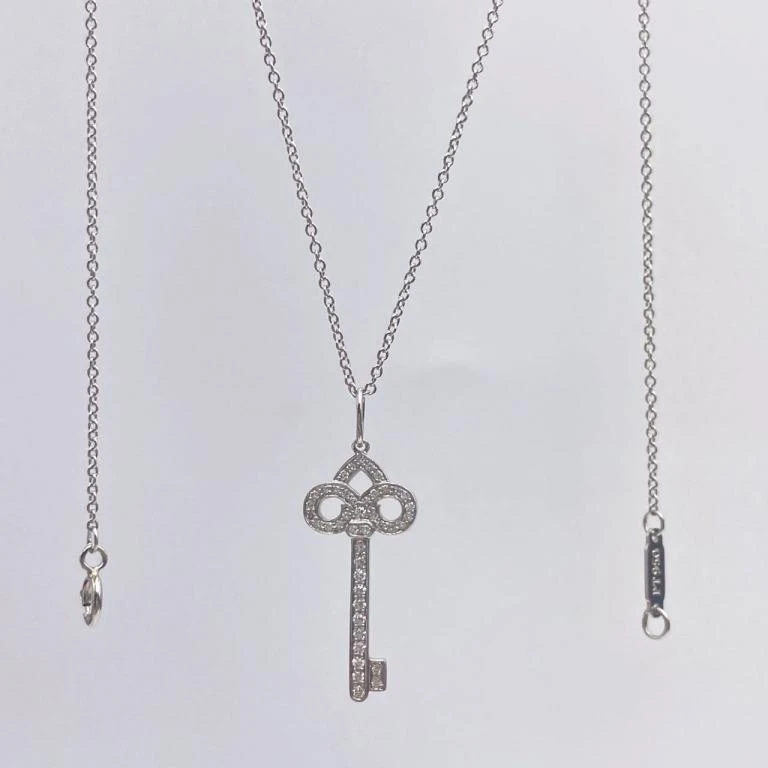 99新 Tiffany & Co./蒂芙尼 小号白金满钻钥匙项链 W42371