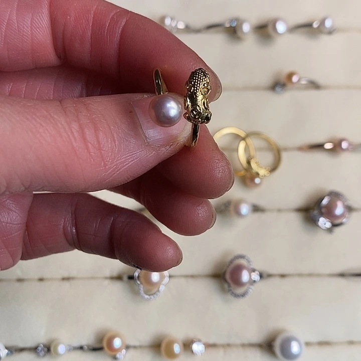 淡水珍珠戒指银S925镶嵌戒指珍珠