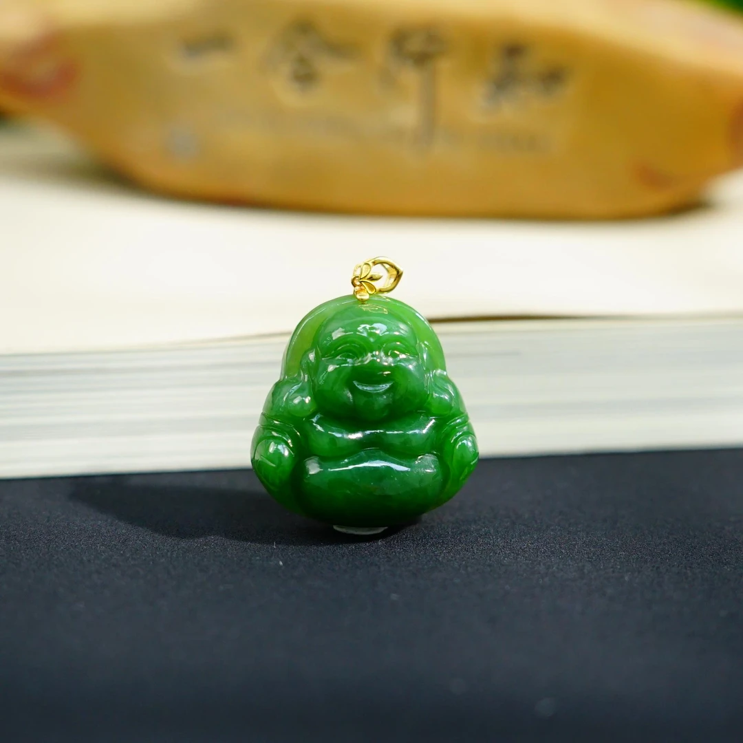 【交个朋友专属】泽云-【梵青】18K和田玉碧玉佛公吊坠