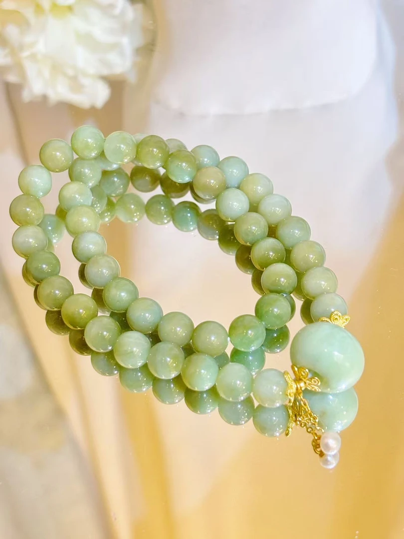 【明青】纯天然和田玉黑羊洞设计款双圈手链（S925）（多样性发其一）