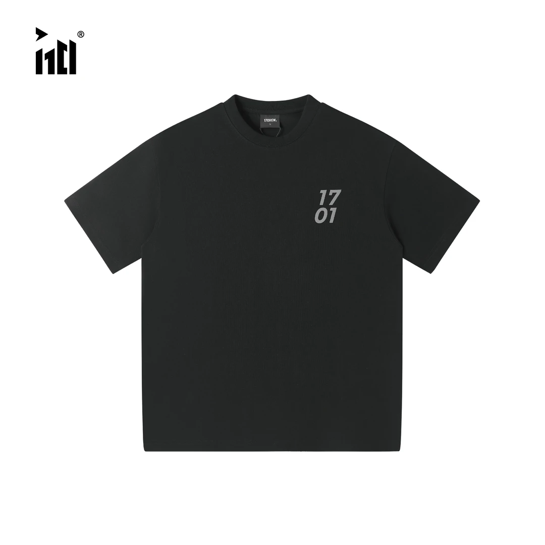 1701发泡印花短袖户外圆领宽松透气春夏男女同款百搭舒适