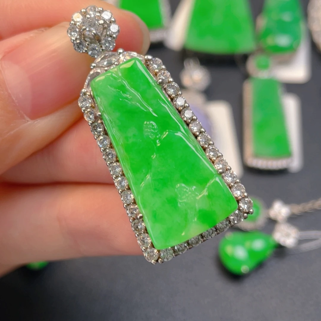 翡翠银S925镶嵌吊坠(不含链)