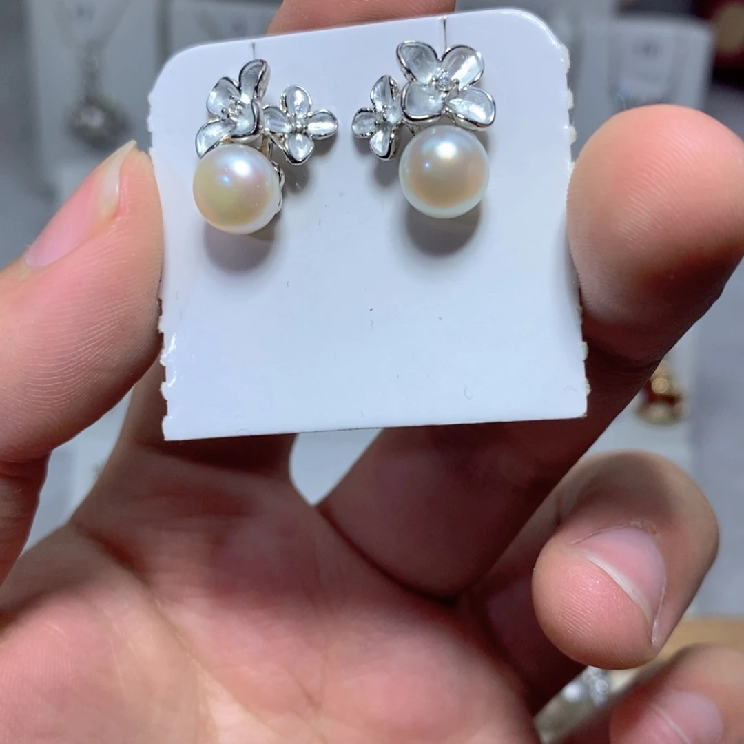 耳饰淡水珍珠银S925镶嵌