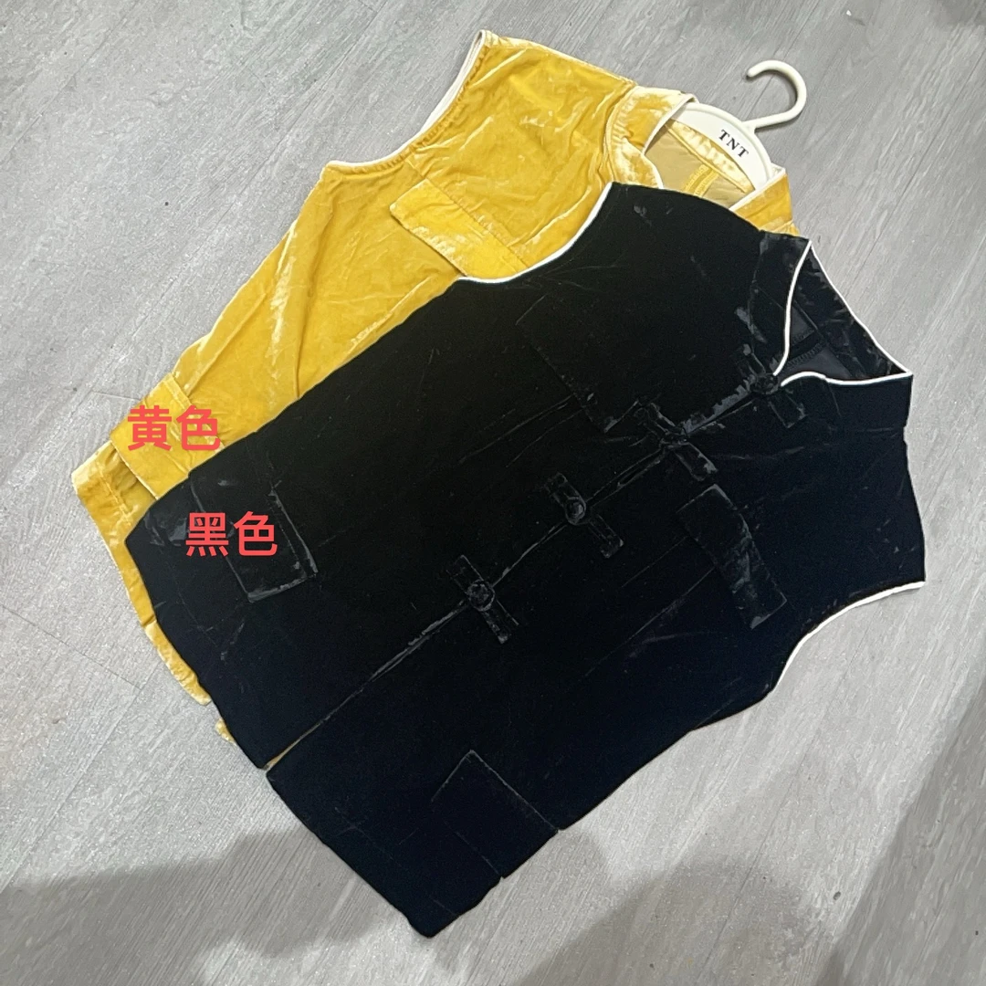 丝绒立领盘扣无袖国风背心马甲-果梓3282