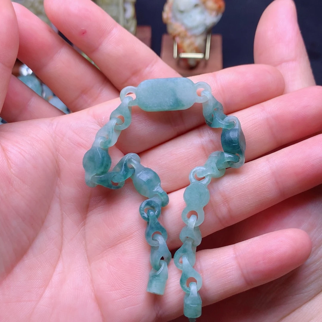 定制翡翠未镶嵌寒***得手链