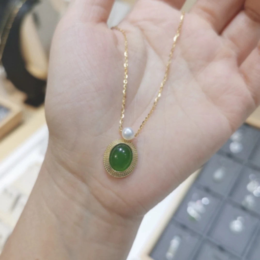 非金属珐琅项链 小绿宝项链S925银209+30郑州银时代代购