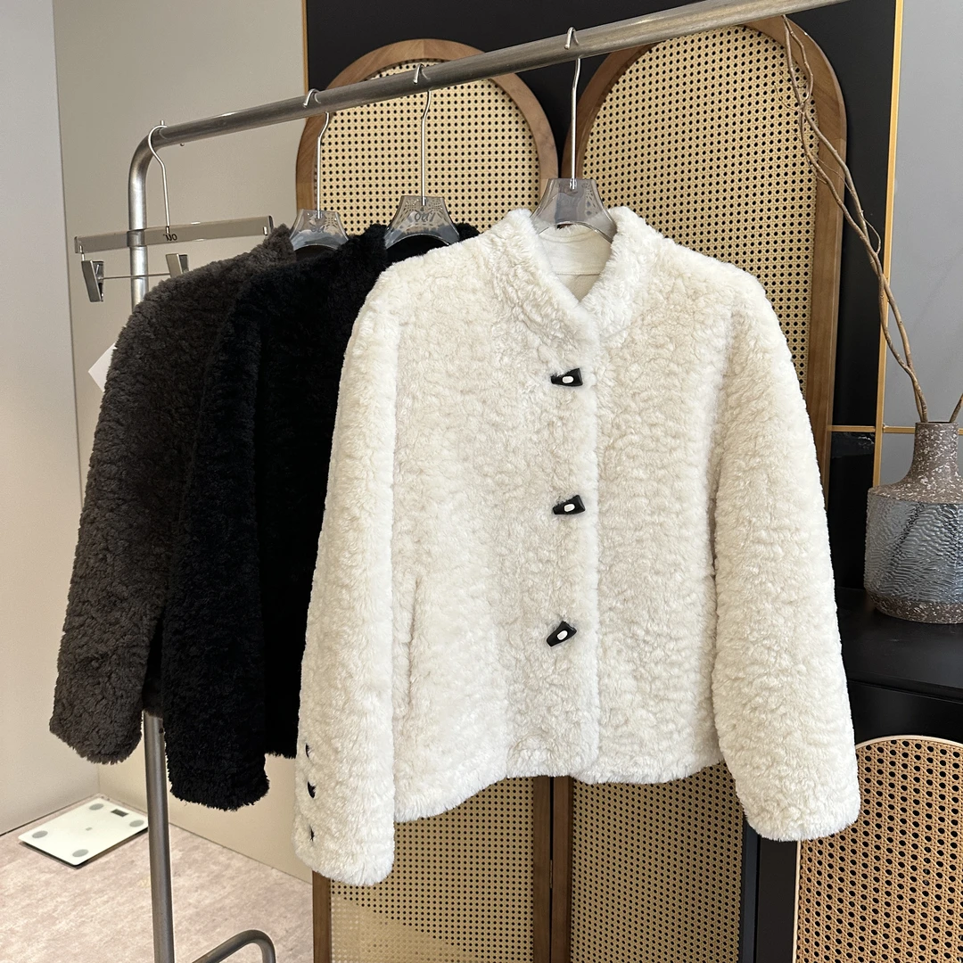 【欧加粒粒】欧货牛角扣时尚小个子休闲短外套冬 HM25102422