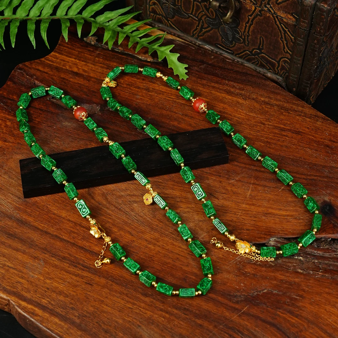 R*翡翠雕刻方块DIY项链@YLG02121543@多样性发其一