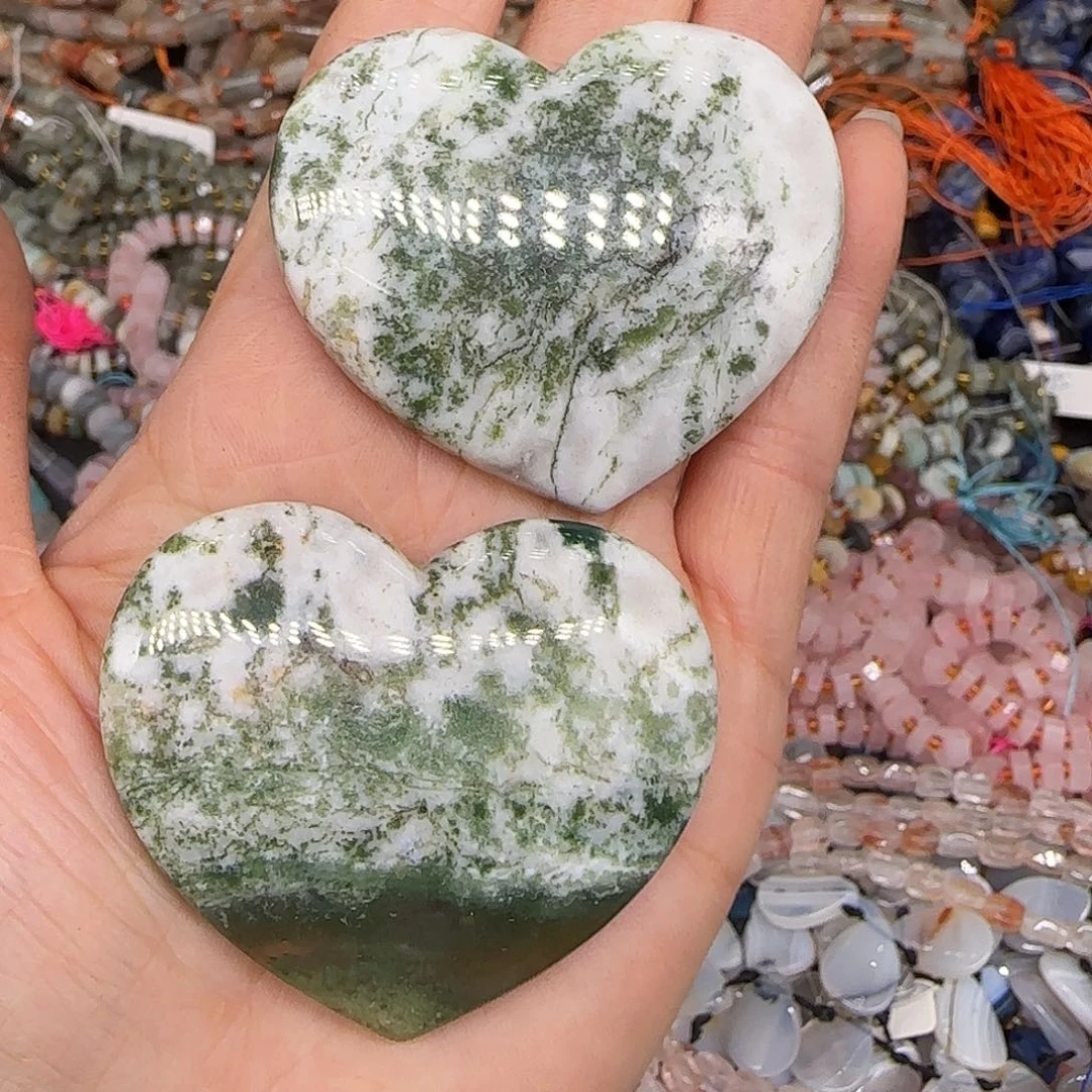 玛瑙/玉髓合金珠宝半成品绿点石爱心一颗