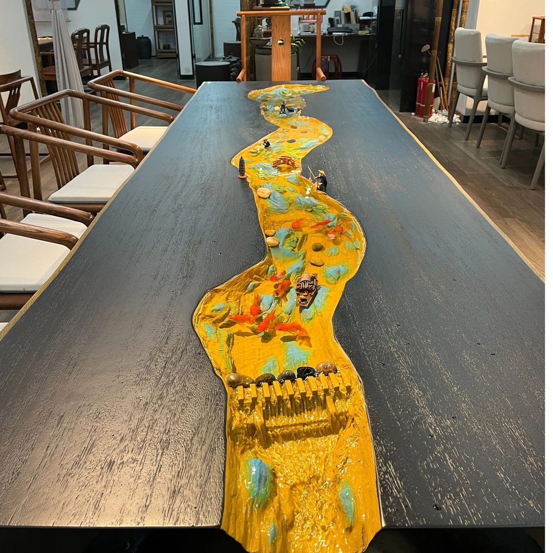 茶掌柜千里江山微景观流水茶桌大板茶台办公户外茶桌一体全套