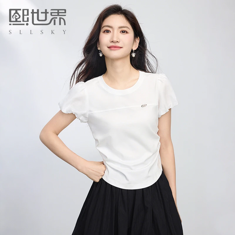 1B2ST245熙世界通勤淑女风格常规T恤