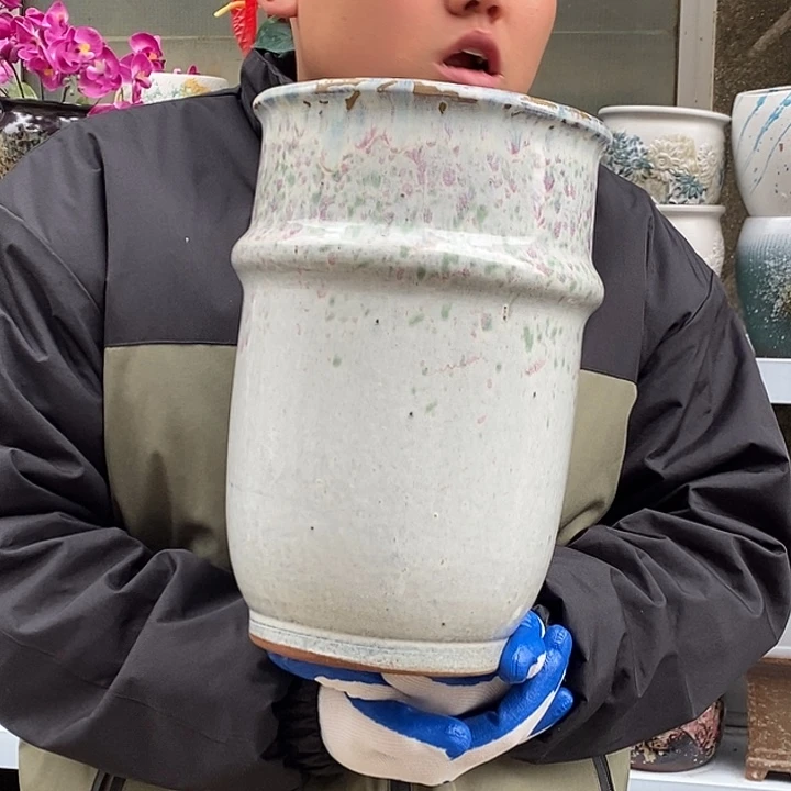 紫砂花盆口20高31瑕疵