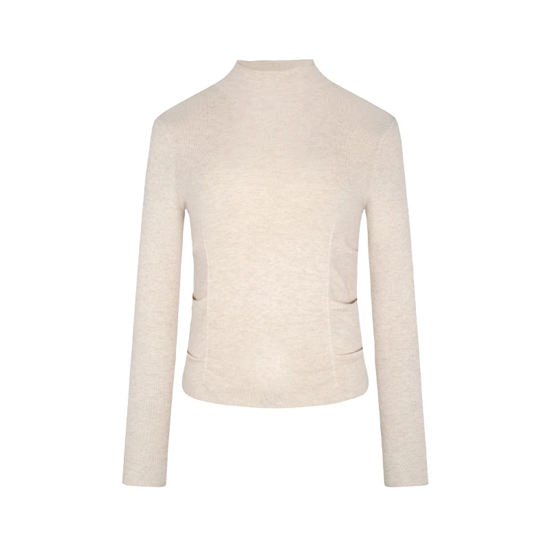 【媛媛女王专属】商场同款前长后短抽褶绵羊毛针织衫NDY10A34762