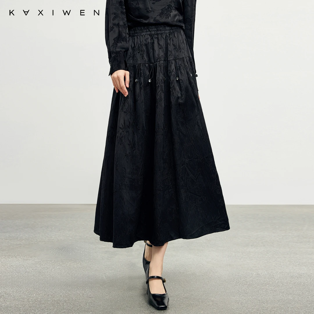 佧茜文新中式廓形肌理感半身裙【秋季】优雅挂坠A字裙X01BQN1117