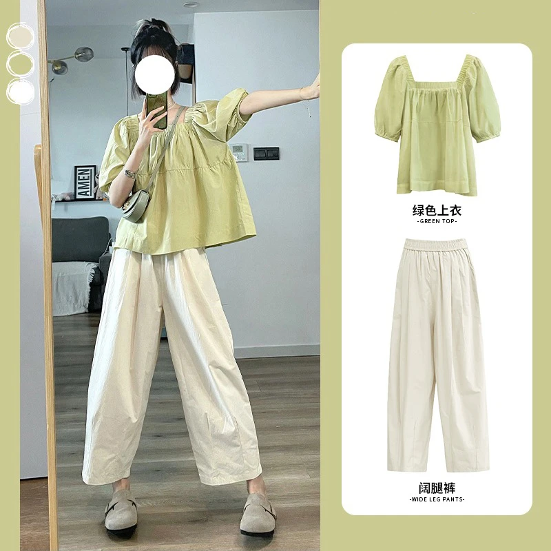 B010夏季新款女装休闲长裤小个子穿搭显瘦宽松减龄韩版高腰百搭