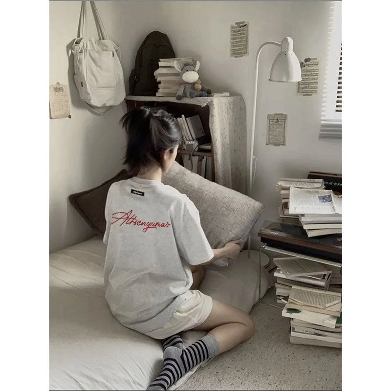 潮牌hiphop字母短袖T恤女夏季新款2025百搭设计感小众宽松ins上衣