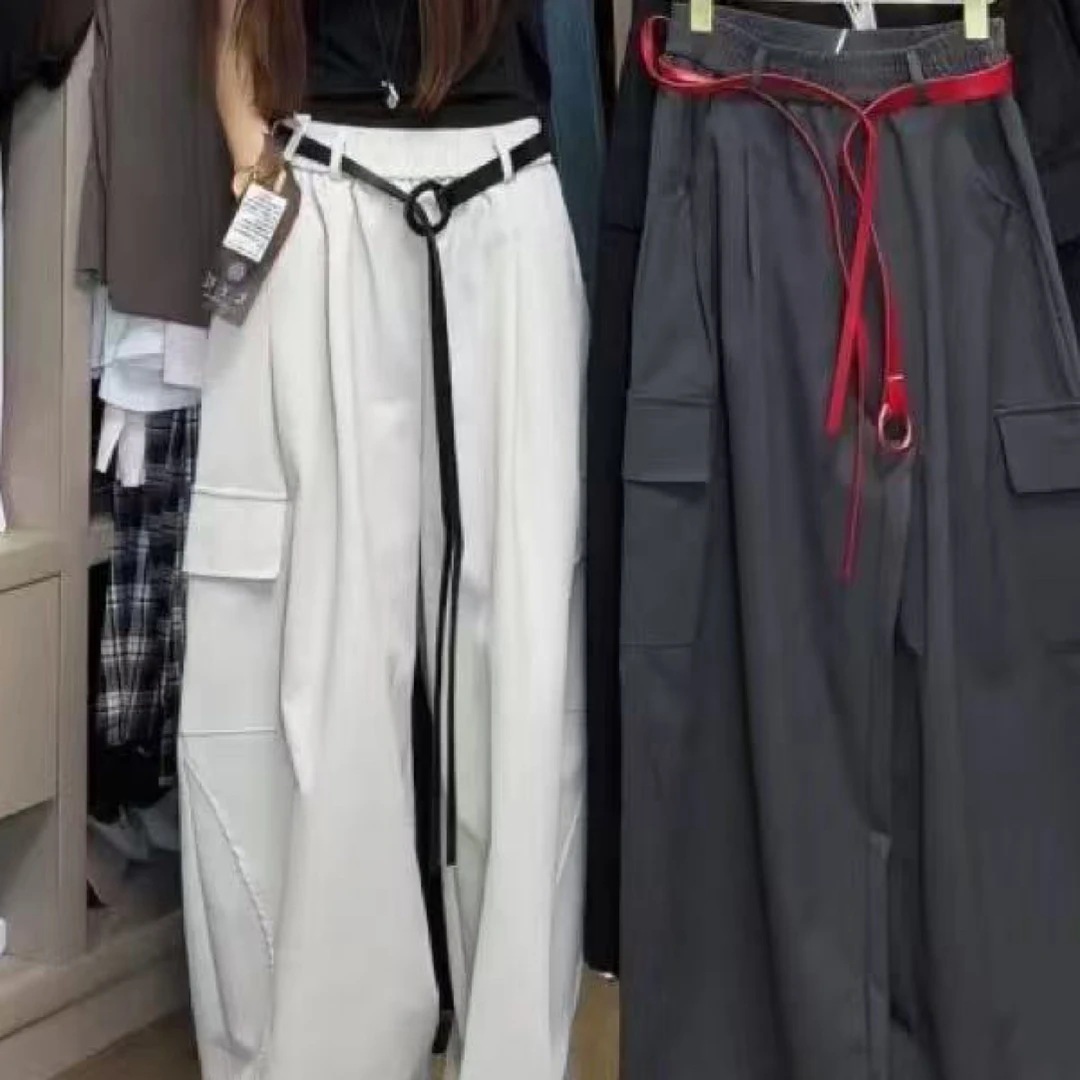 衣号店 秋款主播自留爆款设计款两穿皮带工装裤2202