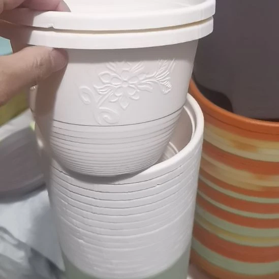 浮雕盆18口径微瑕5个不带托盘