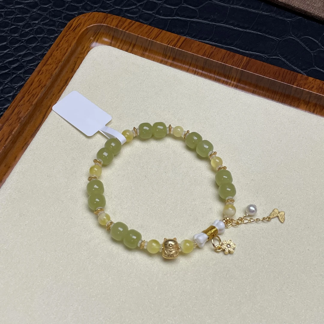 •天然和田玉925招财猫棒骨设计手链B154多样性发其一哦