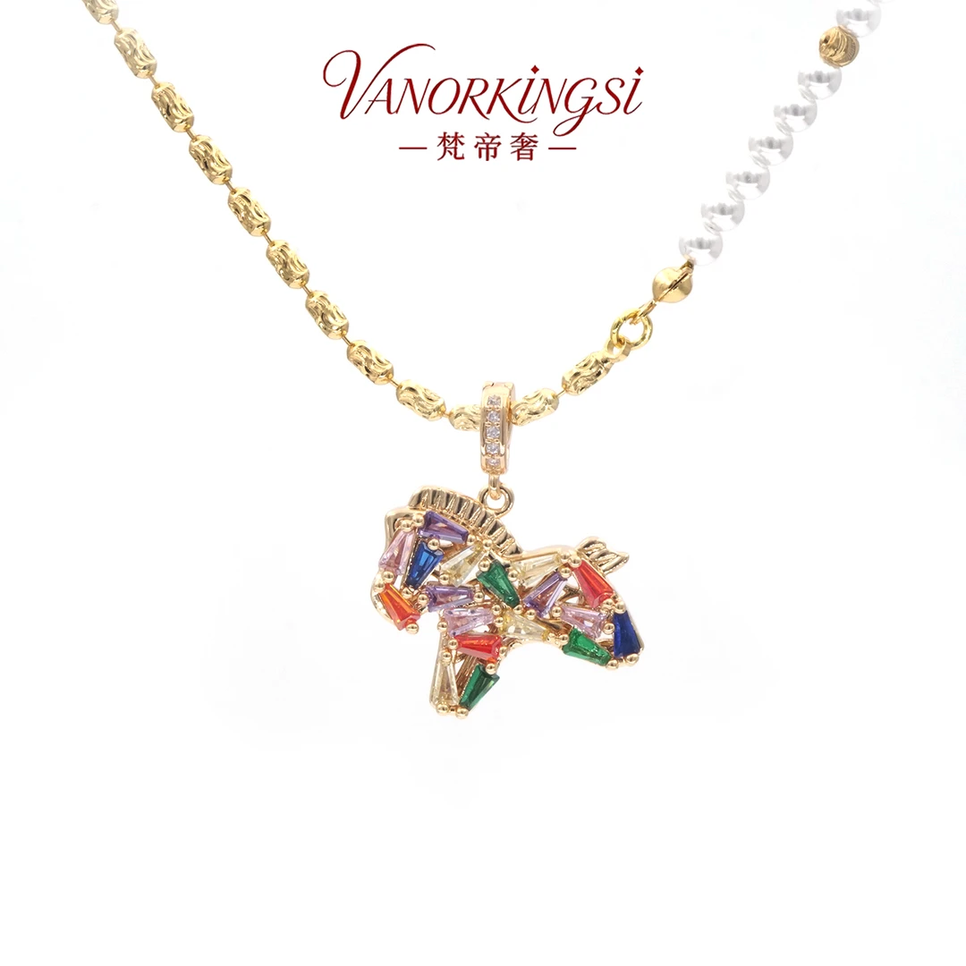 铜合金项链 马年限定彩虹小马项链轻奢时尚百搭项链 | F8124