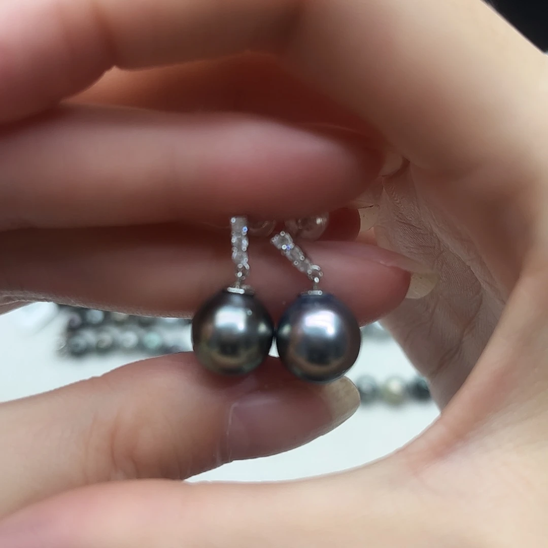 银S925镶嵌海水珍珠耳饰