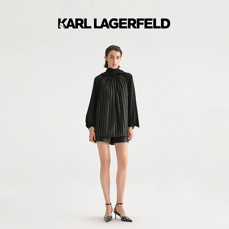 KARL LAGERFELD卡尔拉格斐2023夏季新款梭织连衣裙老佛爷236L13E0