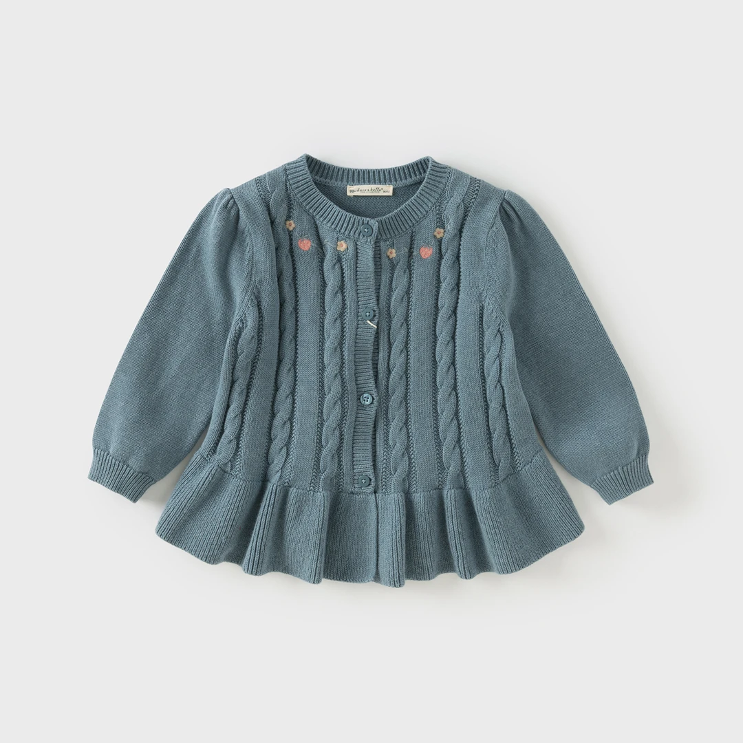 【25年秋】戴维贝拉儿童秋装新款女童毛衣开衫宝宝洋气裙式毛衣