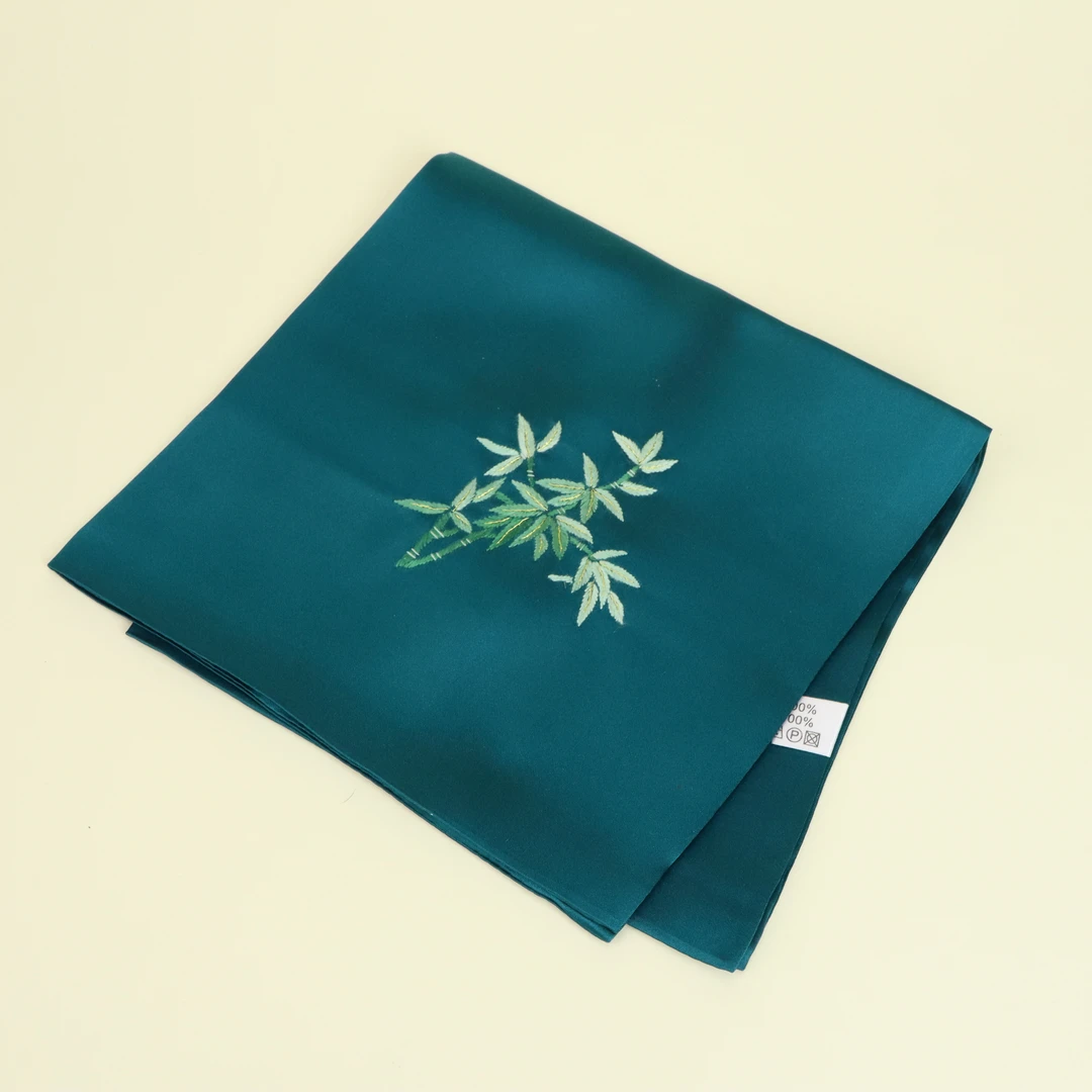 非遗苏绣桑蚕丝手工竹子手帕手工中式吸水手工女士复古中式