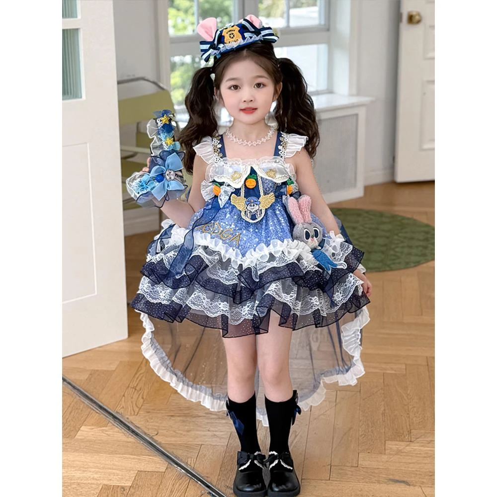 女童连衣裙夏装2025新款儿童兔子警官衣服裙子女宝宝洛丽塔公主裙