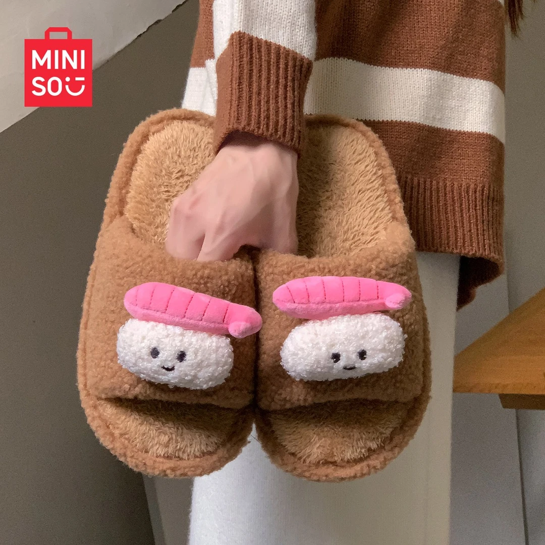 MINISO/名创优品棉拖鞋女款2025新款爆款毛毛拖防滑秋冬学生拖鞋