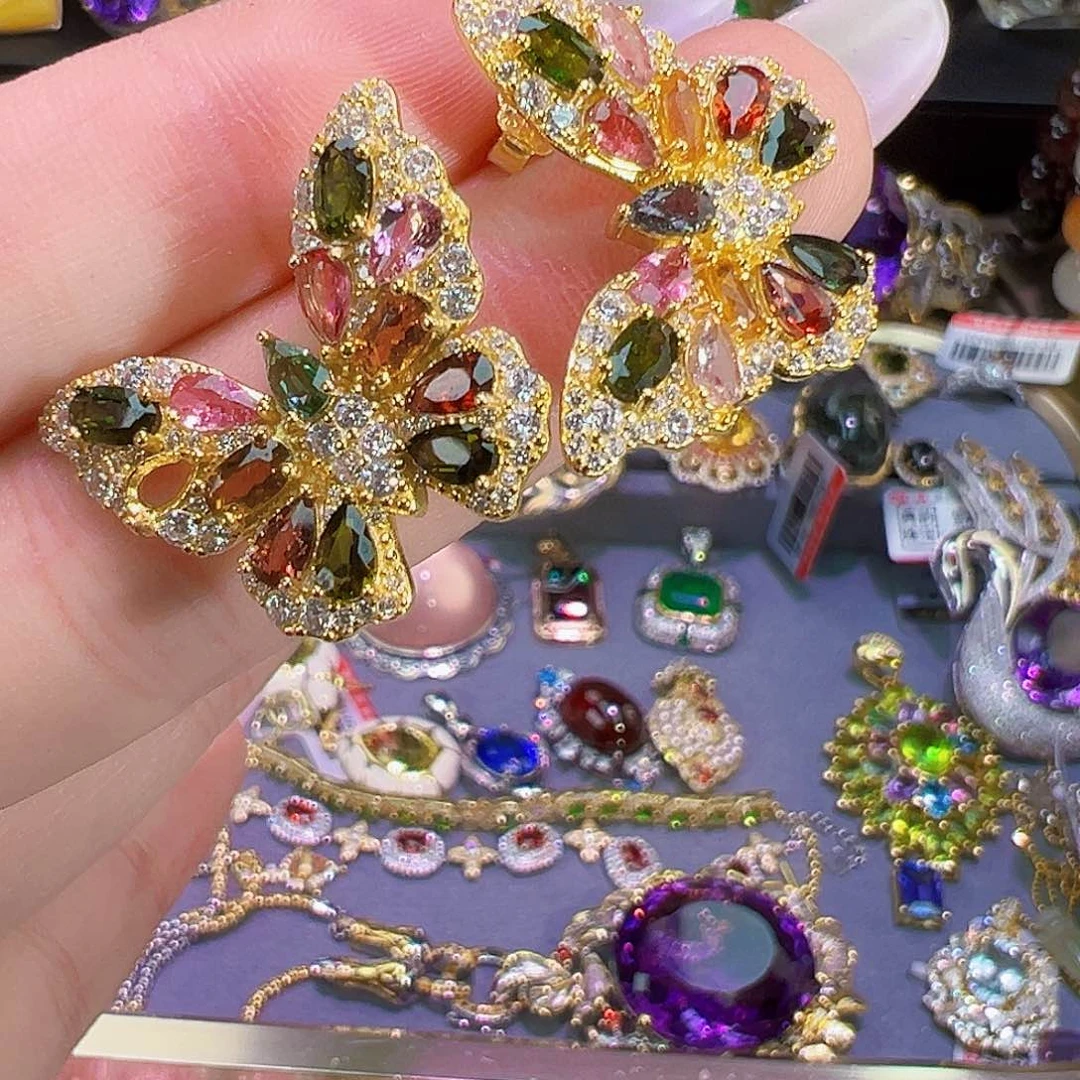 碧玺天然银S925镶嵌碧玺