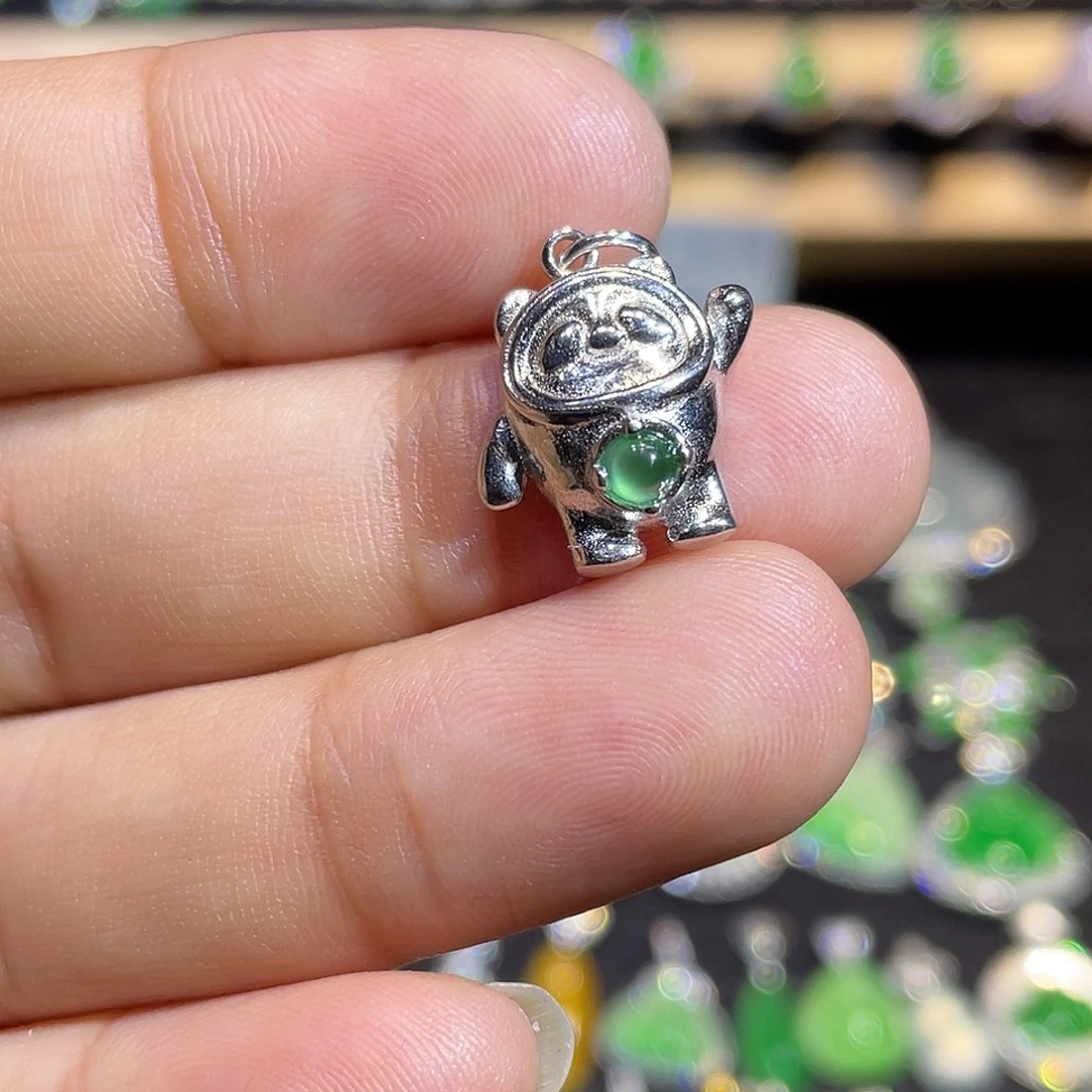 翡翠银S925镶嵌吊坠(不含链)