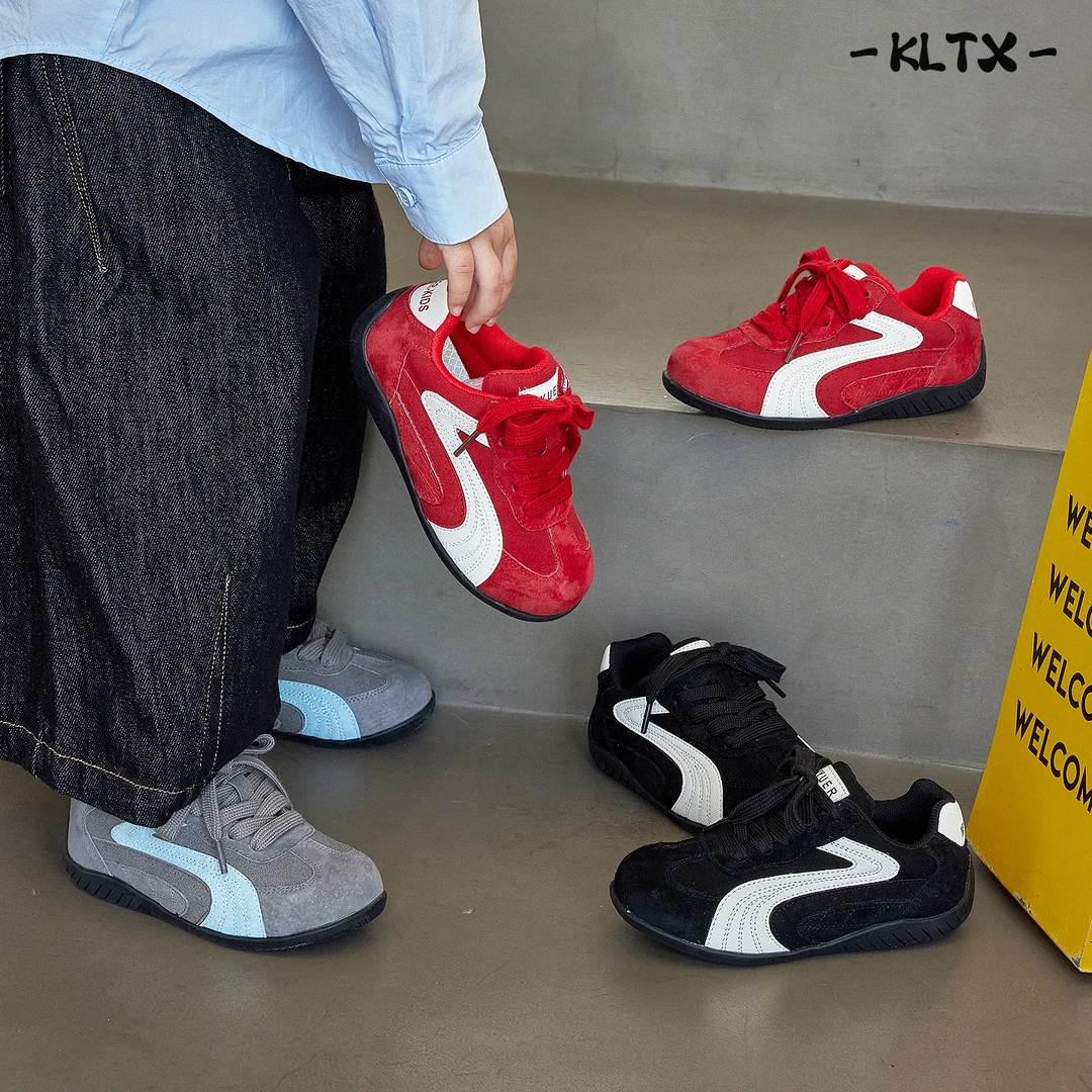 儿童真皮运动鞋2025秋季潮款时尚百搭男童防滑德训鞋女童休闲板鞋